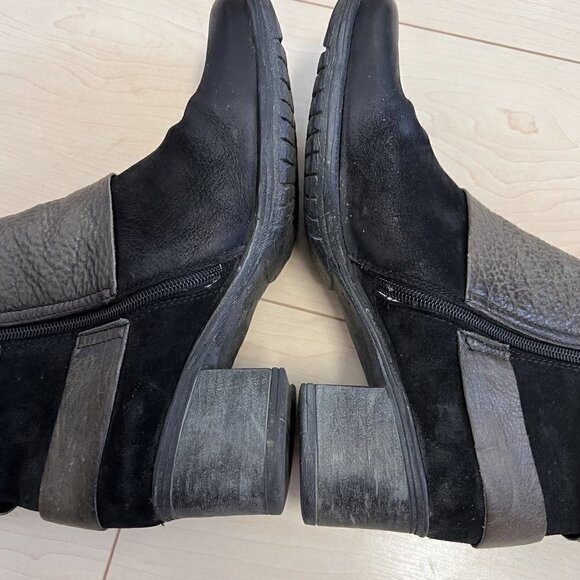 MJUS Knee High Black Suede Boots With Grey Harness Detail Sz 40 - Picture 4 of 12